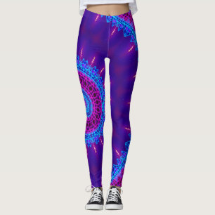 Tokyo Sunset Neon Blacklight Rave Mandala Leggings