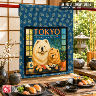 TOKYO SUSHI DATE NIGHT Art Muse -Chow Tea Towel