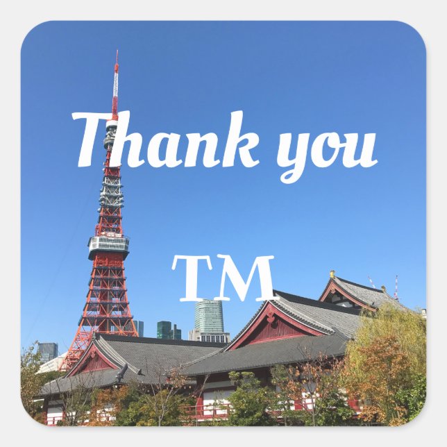 Tokyo Tower and Zojoji Temple Square Sticker (Front)