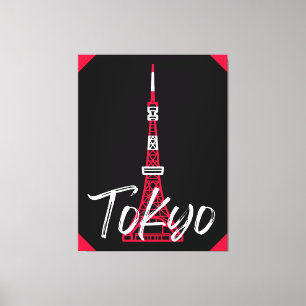 Tokyo Tower Sketch of Minato, Tokyo, Japan     Canvas Print