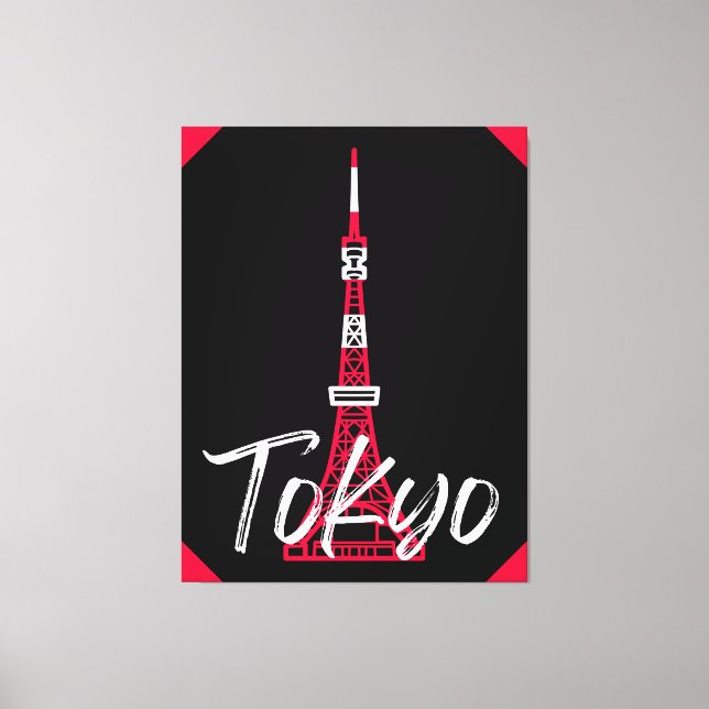 Tokyo Tower Sketch of Minato, Tokyo, Japan     Canvas Print (Front)