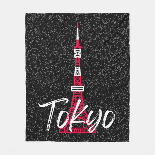 Tokyo Tower Sketch of Minato, Tokyo, Japan Fleece Blanket (Front)