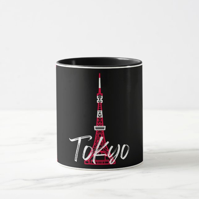 Tokyo Tower Sketch of Minato, Tokyo, Japan  Mug (Center)