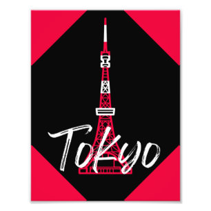 Tokyo Tower Sketch of Minato, Tokyo, Japan    Photo Print