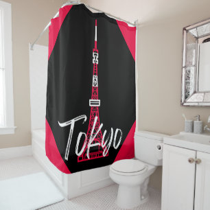 Tokyo Tower Sketch of Minato, Tokyo, Japan     Shower Curtain