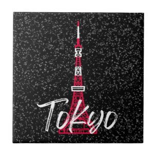 Tokyo Tower Sketch of Minato, Tokyo, Japan   Tile