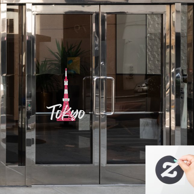 Tokyo Tower Sketch of Minato, Tokyo, Japan    Window Cling (Office Door)