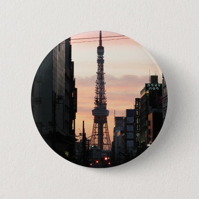 Tokyo Tower Sunrise 東京タワー日の出 6 Cm Round Badge (Front)
