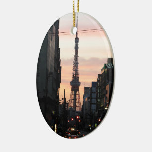 Tokyo Tower Sunrise 東京タワー日の出 Ceramic Tree Decoration