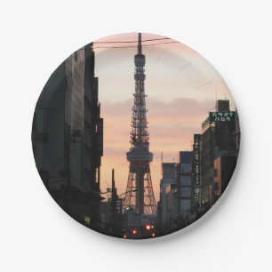Tokyo Tower Sunrise 東京タワー日の出 Paper Plate