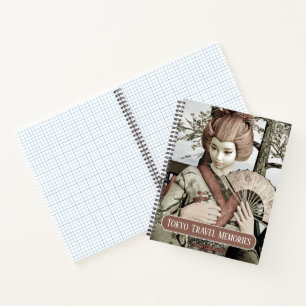 Tokyo Travel Memories Vintage Geisha Custom Text Notebook