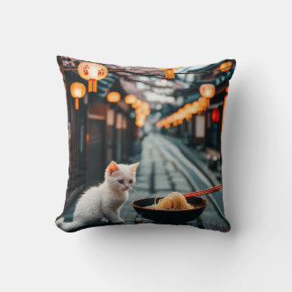 Tokyo's Noodle Delight: A Feline Feast at Dusk Cushion
