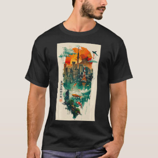 Tokyos Skyline Japan Tokyo Samurai Koi Fish T-Shirt