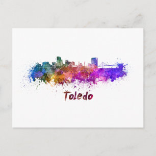 Toledo OH skyline in watercolor Postcard