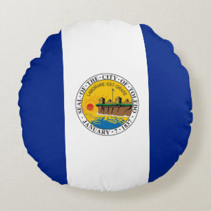Toledo (Ohio) City flag Round Cushion