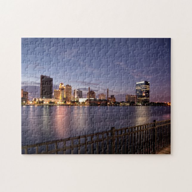 Toledo Ohio City Skyline at Night Jigsaw Puzzle (Horizontal)