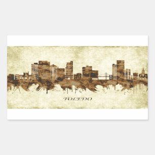 Toledo Ohio Cityscape Rectangular Sticker