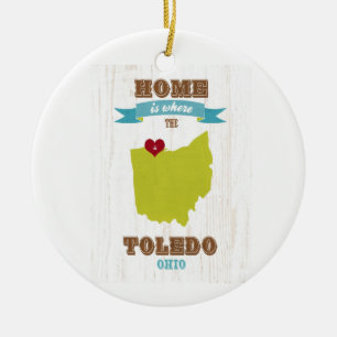 Toledo, Ohio Map – Home Is Where The Heart Is Ceramic Tree Decoration