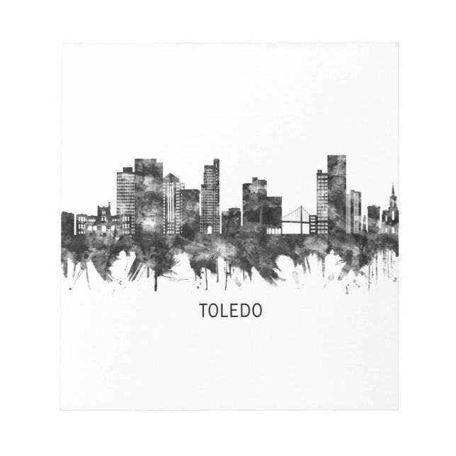 Toledo Ohio Skyline BW Notepad (Front)