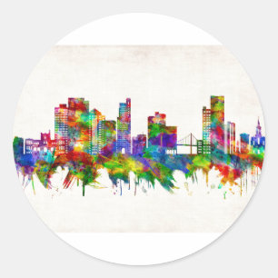 Toledo Ohio Skyline Classic Round Sticker
