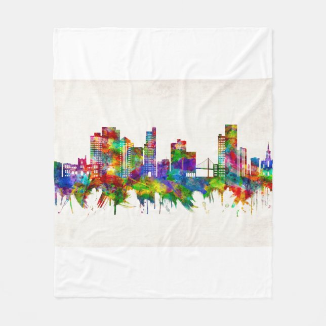 Toledo Ohio Skyline Fleece Blanket (Front)