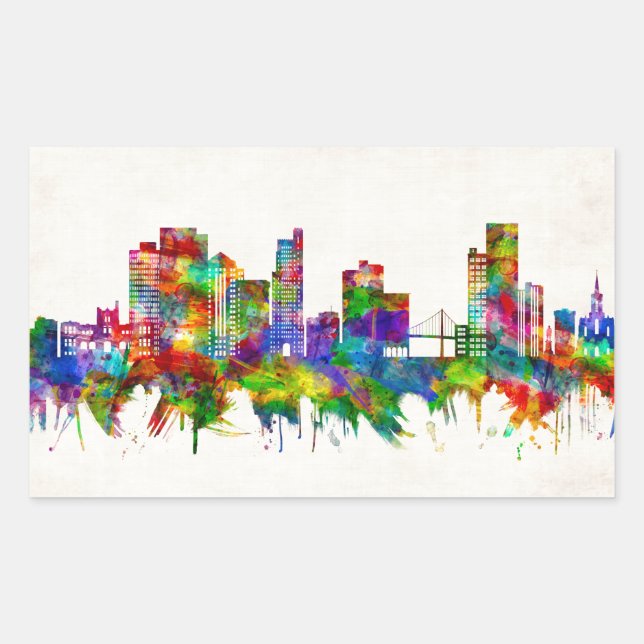 Toledo Ohio Skyline Rectangular Sticker (Front)