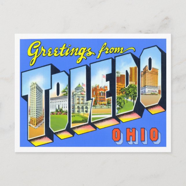 Toledo, Ohio Vintage Big Letters Postcard (Front)