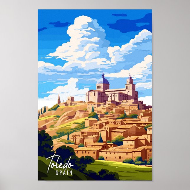 Toledo Spain Art vintage travel illustration Poster (Front)