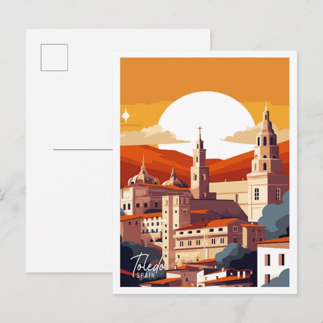 Toledo Spain vintage travel illustration Postcard (Front/Back)