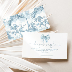 Tolie Blue French bow Diaper raffle ticket Enclosure Card