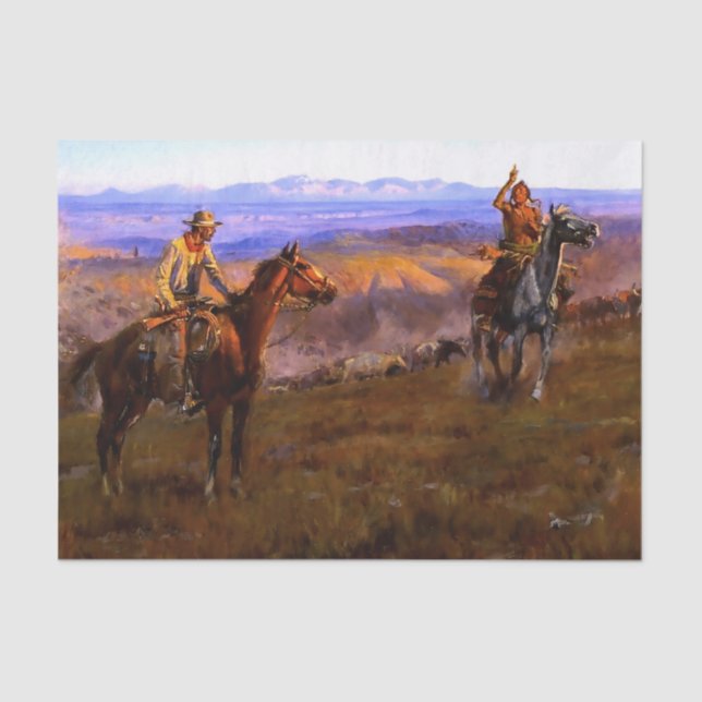 “Toll Collectors” Western Art by Charles M Russell Tissue Paper (Front)