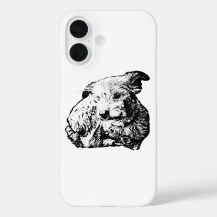 Toller Mix Lying Dog Black And White Phone Case