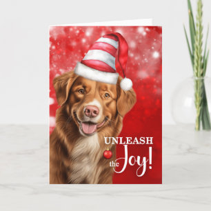 Tolling Retriever Dog Unleash the Joy Christmas Holiday Card