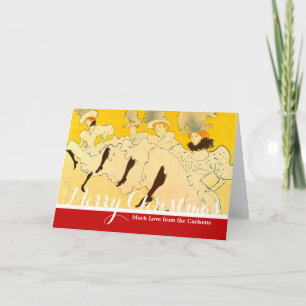 Tolouse Lautrec Dancing Girls Yellow Holiday Card