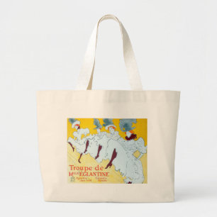 Tolouse Lautrec Dancing Girls Yellow Large Tote Bag