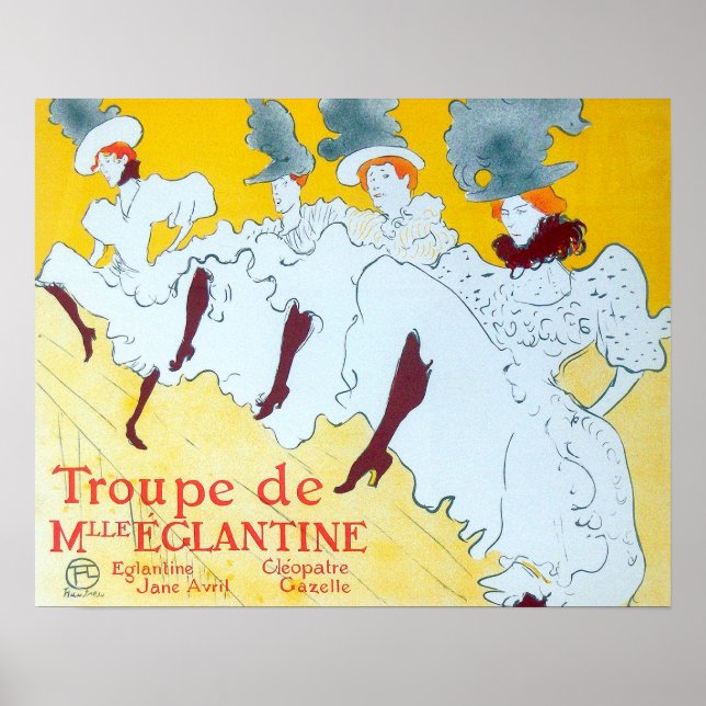 Tolouse-Lautrec Dancing Girls Yellow Poster Art (Front)