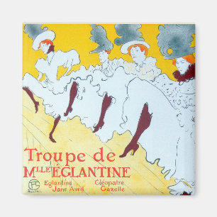 Tolouse-Lautrec Dancing Girls Yellow Poster Art Magnet