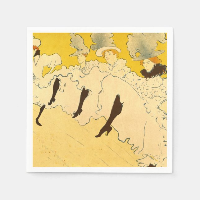 Tolouse-Lautrec Dancing Girls Yellow Poster Art Napkin (Front)