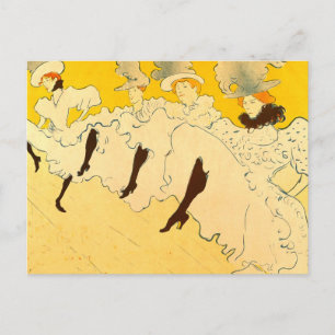 Tolouse-Lautrec Dancing Girls Yellow Poster Art Postcard