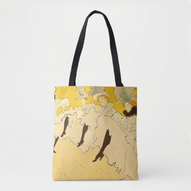 Tolouse-Lautrec Dancing Girls Yellow Poster Art Tote Bag (Front)