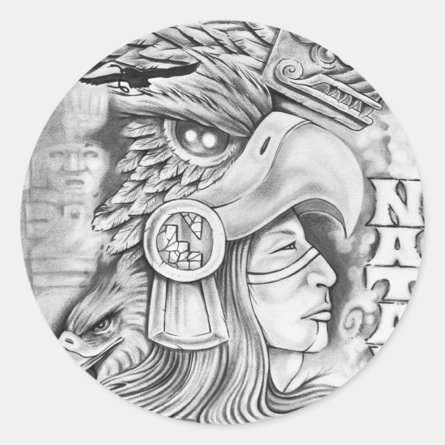 Toltec Warrior Classic Round Sticker (Front)
