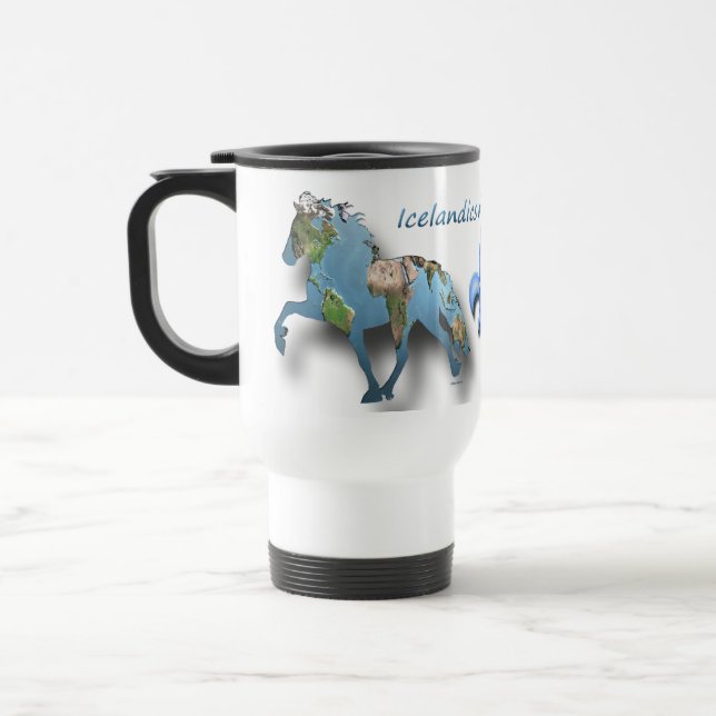 Tolting the World Icelandic Horse Travel Mug (Left)