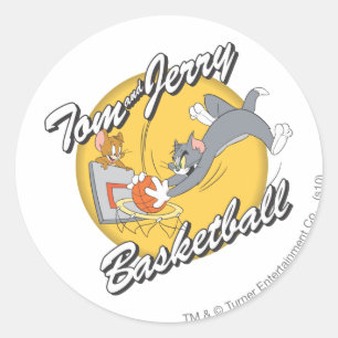 Tom and Jerry Basketball 2 Classic Round Sticker