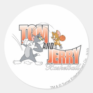 Tom and Jerry Basketball 3 Classic Round Sticker
