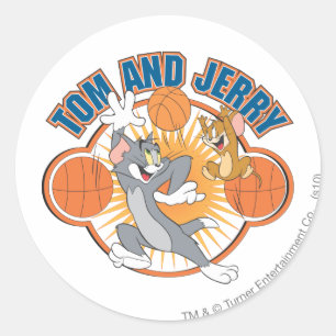 Tom and Jerry Basketball 4 Classic Round Sticker
