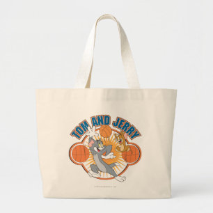 Tom and Jerry Basketball 4 Large Tote Bag
