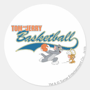 Tom and Jerry Basketball 5 Classic Round Sticker