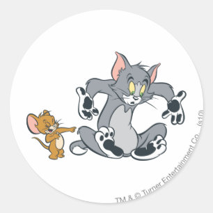 Tom and Jerry Black Paw Cat Classic Round Sticker