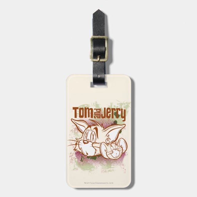 Tom and Jerry Brown and Green Luggage Tag (Front Vertical)