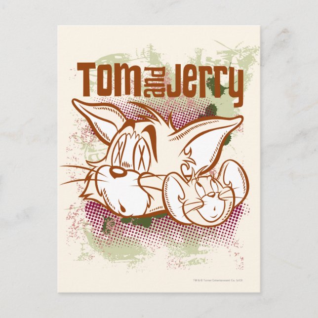 Tom and Jerry Brown and Green Postcard (Front)